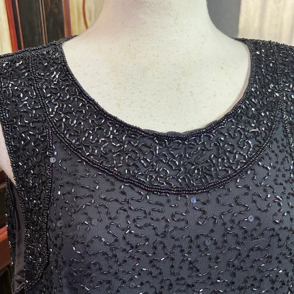 Krishma vintage black beaded evening gown - Picture 3 of 13